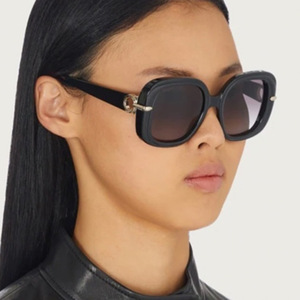Lunettes <span class=keywords><strong>de</strong></span> <span class=keywords><strong>soleil</strong></span> métalliques pour femmes, monture intégrale, grand format, UV400, verres gris, design confortable pour une protection solaire élevée - Product Image 2