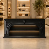 Vitrine Moderne Sophistiquée Noire DEM/ODM en Forme d'Arche avec Éclairage LED et Étagères, Taille Personnalisable pour Salon et Chambre à Coucher