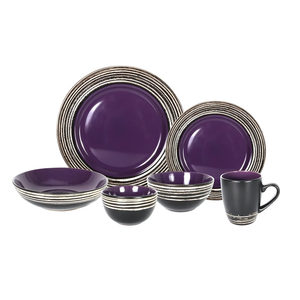 Lavender Purple Stoneware Ceramic Dinner Set Vintage Coffee Mug With Salad Cereal Bowl High End Dinnerware Sets 8 People - Product Image 3
