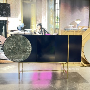 Table de salon dorée en acier inoxydable, style italien rétro, produit de luxe léger, décor mural en marbre, <span class=keywords><strong>console</strong></span> d'entrée bleue - Product Image 5