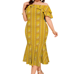 Robe queue de poisson Style <span class=keywords><strong>Melanesia</strong></span>, grande taille 8XL, personnalisé, polynésien Elei Tribal Design, robe décontractée, Double volants, jupe queue de poisson - Product Image 2