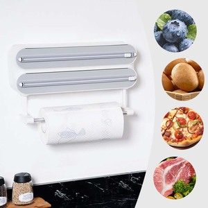 Coupe-<span class=keywords><strong>film</strong></span> alimentaire en aluminium amélioré 3-en-1 avec double lame <span class=keywords><strong>et</strong></span> organisateur de cuisine pour essuie-tout - Product Image 6