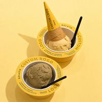 Gobelets en papier biodégradable pour crème glacée avec couvercle, personnalisables avec logo, 5oz, 8oz, 12oz, pour emporter, qualité alimentaire, jetables, en papier kraft