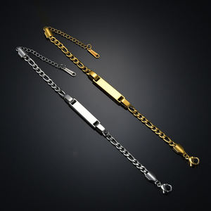 Gioielli per bambini fai da te bracciale con nome personalizzato in acciaio inossidabile placcato oro 18 carati con targhetta in metallo personalizzata - Product Image 2