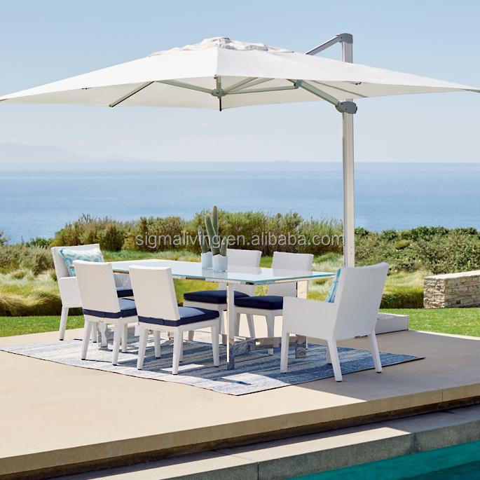 Hot sale outdoor furniture patio white rattan dining table and chair