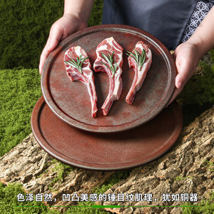 Assiettes rustiques en mélamine rondes de couleur unie pour les plats chauds, les barbecues, les collations et les plats froids - Product Image 2