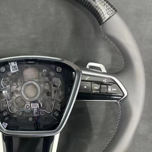 Volante Deportivo de Cuero Perforado y Fibra de Carbono para Modelos <span class=keywords><strong>Audi</strong></span> A3 A4 A5 A6 A6L A7 A8 Q5 Q7 <span class=keywords><strong>Q8</strong></span> TT Q3 - Product Image 4