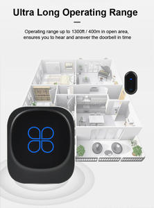 Sonnette de porte <span class=keywords><strong>longue</strong></span> <span class=keywords><strong>portée</strong></span> 1000ft 4 niveaux de volume 38 carillons Sonnette <span class=keywords><strong>sans</strong></span> <span class=keywords><strong>fil</strong></span> auto-alimentée - Product Image 3