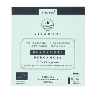Huile essentielle de bergamote biologique pressée à froid 10 ml Vitaroms Drasanvi, hydratante, nourrissante, éclaircissante, qualité cosmétique, linalol - Product Image 1