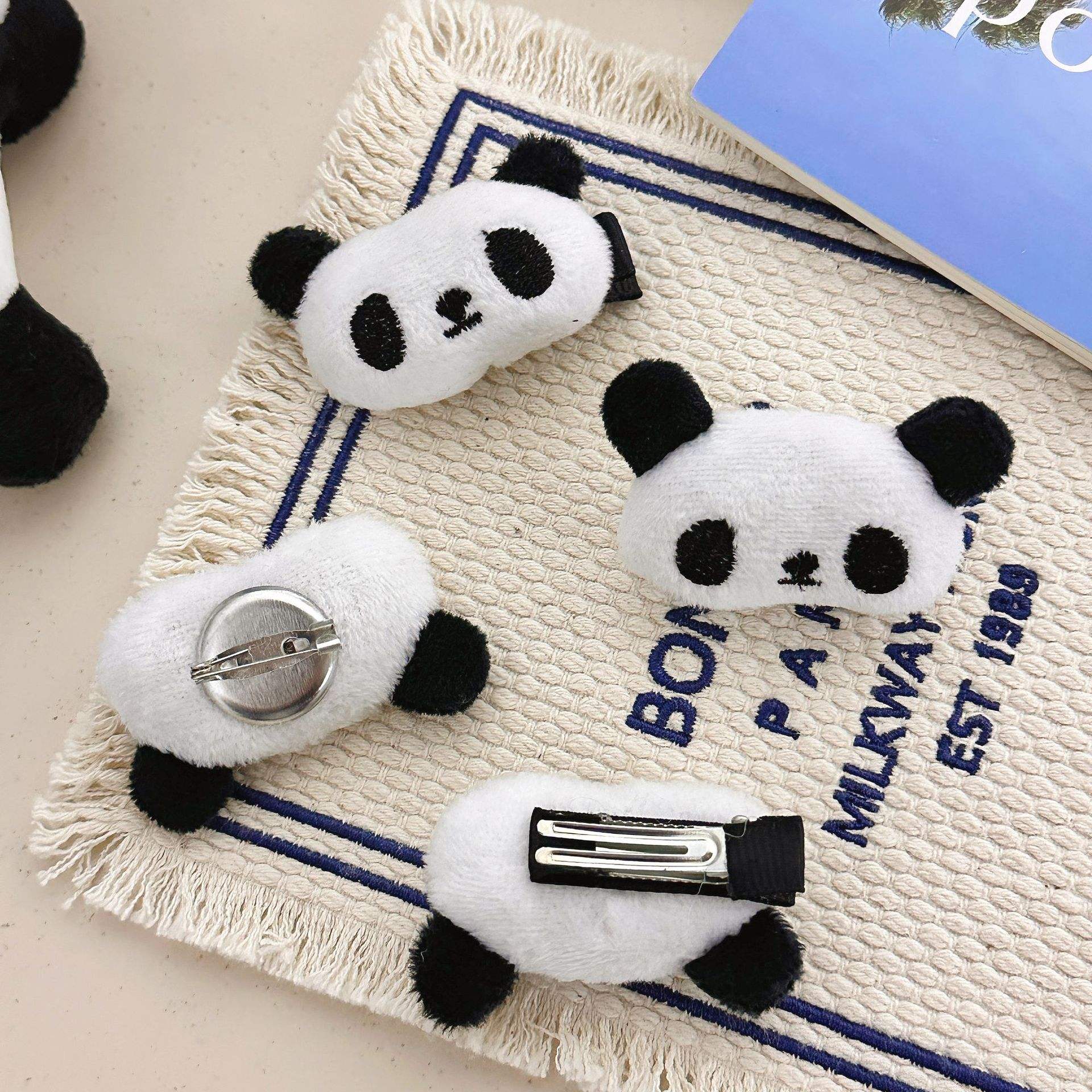 New design Cute cartoon panda scrunchie plush hair band ins panda doll hair clip Soft Wrist Band Hair Accessories Makeup Tool