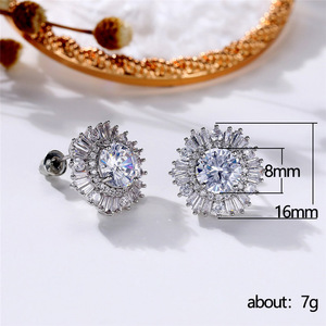 Orecchini con zirconi a forma di fiocco di neve per donna, gioielli scintillanti per feste di matrimonio, gioielli alla moda per le orecchie - Product Image 6