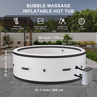 Offre Spéciale 4-6 personnes Fibre Tech brossé Construction bain à remous gonflable 150 jets d'air massage à bulles 6 lumières ambiantes