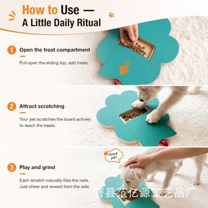 Floral Wooden Dog Scratching <b>Post</b> With Hidden Treat Box Training Toy For Pets - Product Image 3