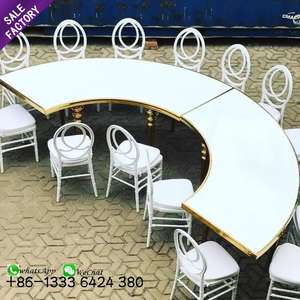 Meubles de salle à manger, événement de mariage, acier inoxydable, fête, forme en S, table et chaises de salle à manger blanches - Product Image 1