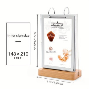 Display a fogli mobili in acrilico trasparente con Base in legno per la presentazione del listino prezzi per il bar Hotel porta-insegne - Product Image 5