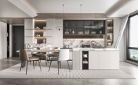 Ensembles d'armoires de cuisine modernes en gros Bois mélaminé Smart Island modulaire de luxe