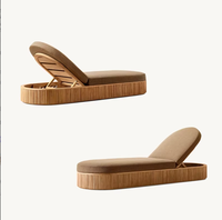 Chaise longue de loisirs en teck d'extérieur, bois massif imperméable, chaise relaxante pour jardin, piscine, plage