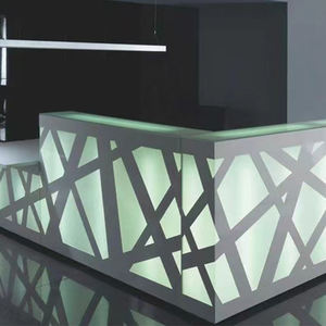 Mostradores de recepción de SPA de superficie sólida personalizados Mostrador de recepción de salón retroiluminado blanco de belleza moderna - Product Image 2