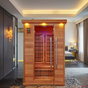 SS-200T Modern penggunaan rumah 2 orang inframerah Sauna Hemlock kayu Cedar merah dengan manfaat turmalin untuk Gym Villa kenyamanan relaksasi - Product Image 2