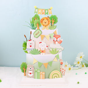 कॉपीराइट जंगल थीम केक अव्वल आपूर्तिकर्ता पशु घास केक प्लगइन खुश जन्मदिन का केक अव्वल रहने वाले छात्र बच्चों पार्टी मिठाई सजावट - Product Image 4