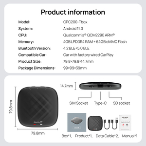OEM ODM 64GB <span class=keywords><strong>Carlinkit</strong></span> Tbox Mini <span class=keywords><strong>Android</strong></span> <span class=keywords><strong>11</strong></span> Car Play Wireless CarPlay AI Box Smart Universal CarPlay TV para Youtube - Product Image 3