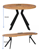 Table à manger extensible moderne en bois, ronde à ovale, avec rail silencieux robuste, plateau en MDF, pieds en métal, pour usage hôtelier, vente en gros