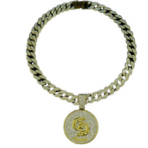 Ciondolo con <span class=keywords><strong>Segni</strong></span> Zodiacali e Catena Cubana Larghezza 15mm Colore Oro Materiale in Lega GEMELLI Cancro ACQUARIO PISCES - Product Image 1