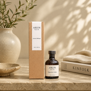 Aikun Low MOQ 3 Day Sample 7 D 120ml Kraft Amber Glass <b>Black</b> Cap Box Custom Scent Long Lasting <b>Reed</b> <b>Diffuser</b> Set for Home Decor - Product Image 1