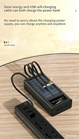 Power Bank Tenaga Surya 10000mAh dengan Kabel Terintegrasi dan Lampu LED untuk Cadangan Baterai Multi-Ponsel