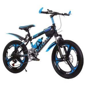Bicicleta de montaña para niños de 20, 22 y 24 pulgadas con frenos de disco y absorción de impactos para niños de 8 a 13 años, color azul - Product Image 1