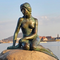 Statue de Petite Sirène Personnalisée Bronze Laiton Métal Artisanat Marine Musée Cuivre Coulé Sirène Dauphin Baleine Sculptures