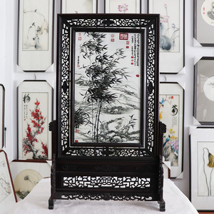 Suzhou Embroidery Double Sided <b>Bamboo</b> Landscape <b>Screen</b> Handcrafted Silk Ornament For Living Room Bedroom Study - Product Image 4
