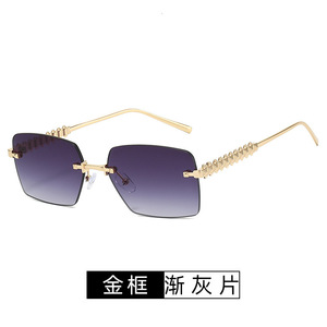 Rimless Square <b>Sunglasses</b> <b>Gradient</b> Lens UV400 Women Retro Style Sun Protection Adult Fashion - Product Image 4