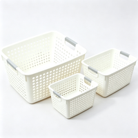 Panier de rangement en plastique épais multi-usages avec poignées, bac organisateur pour collations, jouets, articles divers, panier de rangement ménager