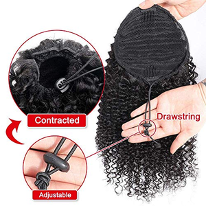 Facile da Portare Colore Naturale 26 30 inch Afro Crespo Ricci Coulisse Capelli Umani Estensioni Lunghe Code <span class=keywords><strong>di</strong></span> <span class=keywords><strong>Cavallo</strong></span> per le Donne Nere - Product Image 2