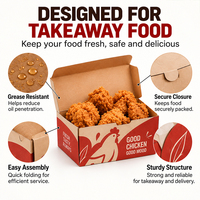 Scatola Personalizzata per Pollo Fritto in Carta Kraft Resistente al Grasso, Confezione da Asporto per Ristoranti Fast Food