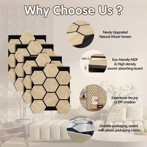 Catilan Hexagom PET Panel Madera PVC Chapa Panel acústico Respaldo Pared de madera Akupanel Hexágono a prueba de sonido - Product Image 2