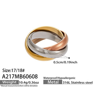18K Gold Plated High Polished <b>Plain</b> Band <b>Ring</b> Anti Fade Stainless Steel Finger Jewelry For Women - Product Image 5