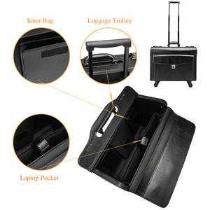 <span class=keywords><strong>Maleta</strong></span> de <span class=keywords><strong>piloto</strong></span> unisex de alta calidad al por mayor, bolsa de vuelo de cuero de negocios, maletín para portátil con 4 <span class=keywords><strong>ruedas</strong></span> giratorias, estuche de embarque OEM ODM - Product Image 3