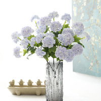 Bunga Hydrangea Sutra Buatan Mini 6 Kepala Model Bola Salju, Tangkai Panjang, Cetak 3D, Dekorasi Ruang Tamu Rumah, Rangkaian Bunga Pernikahan