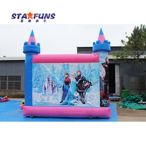 Castillo hinchable comercial de Frozen, casa hinchable rosa con tobogán para niños, inspirada en la película Frozen - Product Image 5