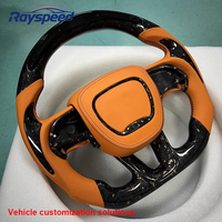 Volant de luxe à 3 branches en cuir et fibre de carbone LED personnalisé pour les modèles Dodge Charger Jeep Grand Cherokee SRT