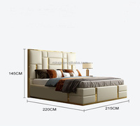 Haut de gamme personnalisable Double lit Queen dossier élastique tête de lit en cuir givré hôtel Villa chambre meubles lit de couchage