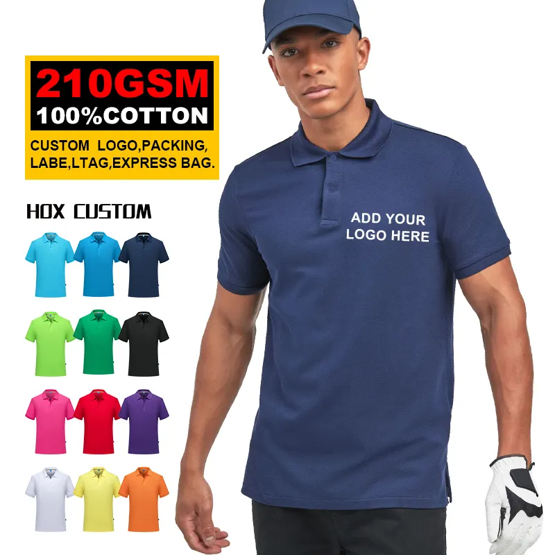 Camiseta de polo para homens, 100% algodão, bordada e personalizada, de tecido masculino, secagem rápida e simples