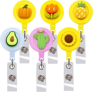Mignon Fleur Fruit Motif Clip Rétractable <span class=keywords><strong>Badge</strong></span> Bobine ID Nom <span class=keywords><strong>Porte</strong></span>-<span class=keywords><strong>Badge</strong></span> avec Clip Robuste pour Infirmière Médecin - Product Image 1