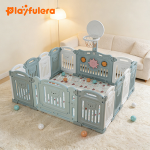 Parc de jeu pliable moderne en plastique pour bébés et tout-petits - Conception sécurisée, durable et écologique, enclos pour enfants pour <span class=keywords><strong>chambre</strong></span> et salon - Product Image 1
