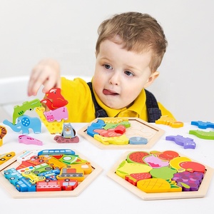 Jeu de puzzle 3D créatif pour enfants, animaux, personnages de dessins animés, blocs de construction en bois pour l'éducation préscolaire, amusant pour les garçons et les filles - Product Image 2