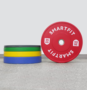 SMARTFIT <span class=keywords><strong>Plaque</strong></span> de poids pare-chocs en <span class=keywords><strong>caoutchouc</strong></span> <span class=keywords><strong>naturel</strong></span> écologique 5-25kgs Disque d'haltères de fitness coloré - Product Image 1