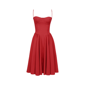 Vestido Midi Rojo Vintage con Cintura Ajustada y Antiestático de Primavera, Vestido Midi Rojo Vintage y Encantador con Cinturón <span class=keywords><strong>Samaria</strong></span> - Product Image 6