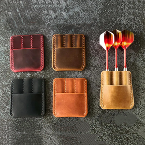 Sac de rangement pour <span class=keywords><strong>fléchettes</strong></span> en cuir véritable, étui pour 3 <span class=keywords><strong>fléchettes</strong></span>, ailettes, tiges, accessoires et barre d'entraînement - Product Image 5
